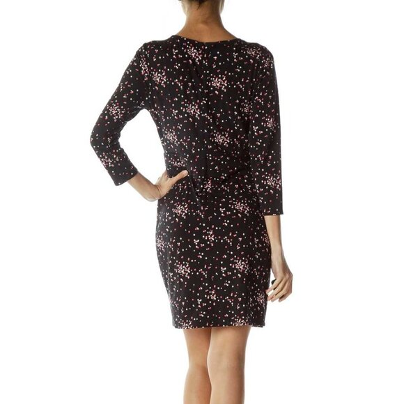 Ann Taylor Black Polka-Dot Gathered Jersey Dress - Picture 2 of 3